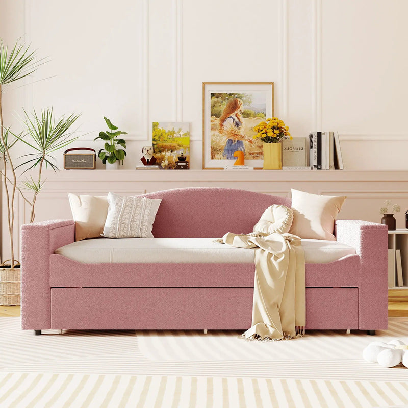 Upholstered Daybed With Storage Armrests, Trundle And Latest Integrated tooth Audio System by Unique Piece Furniture