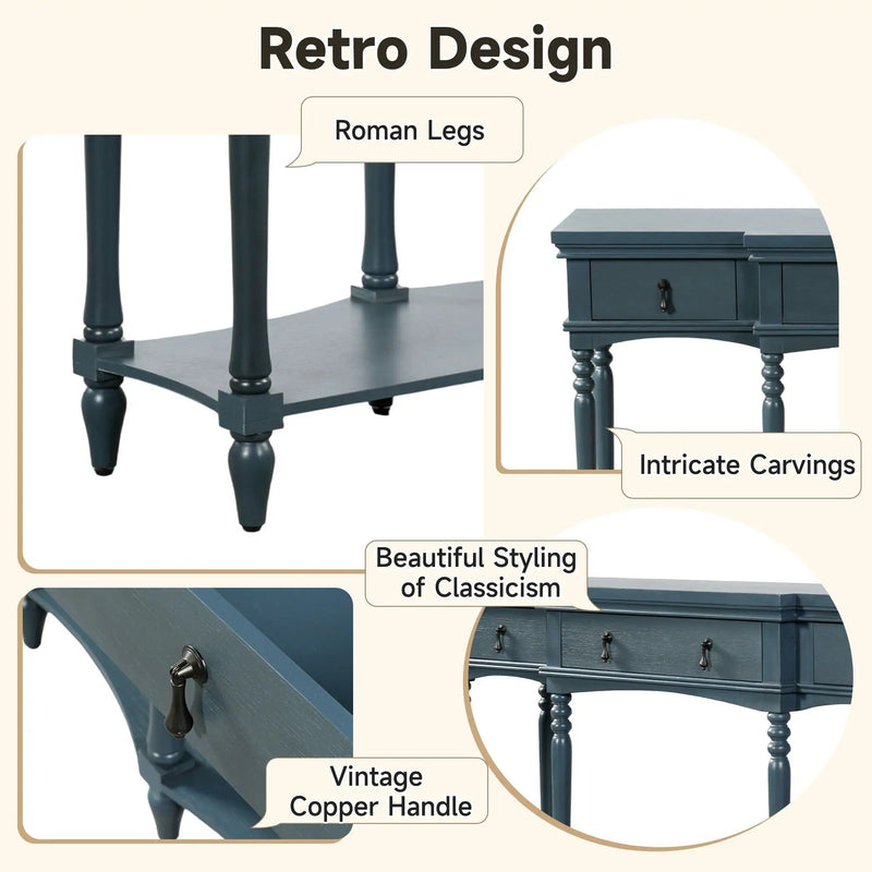 Retro Console Table With 3 Soft Close Drawers by HouseOfZazla