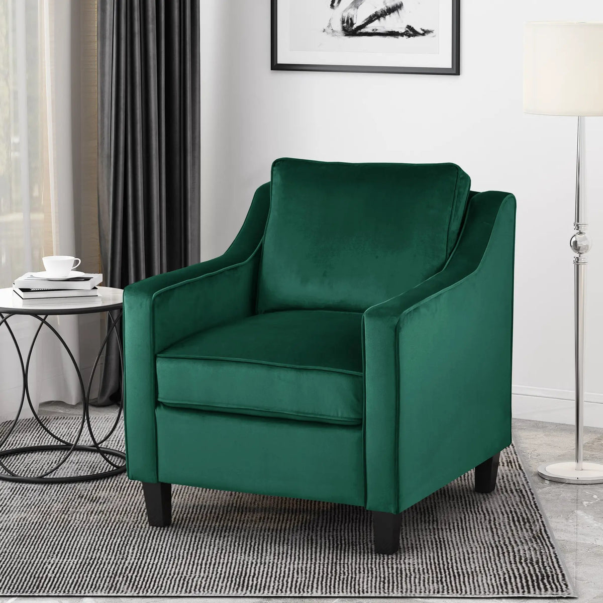 Green Velvet Upholstered Club Chair, photo 3 of 10