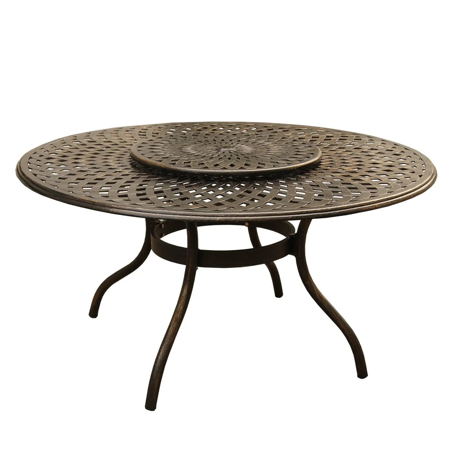 Outdoor Modern Aluminum 59-in Round Patio Dining Table with Lazy Susan by Sharicks