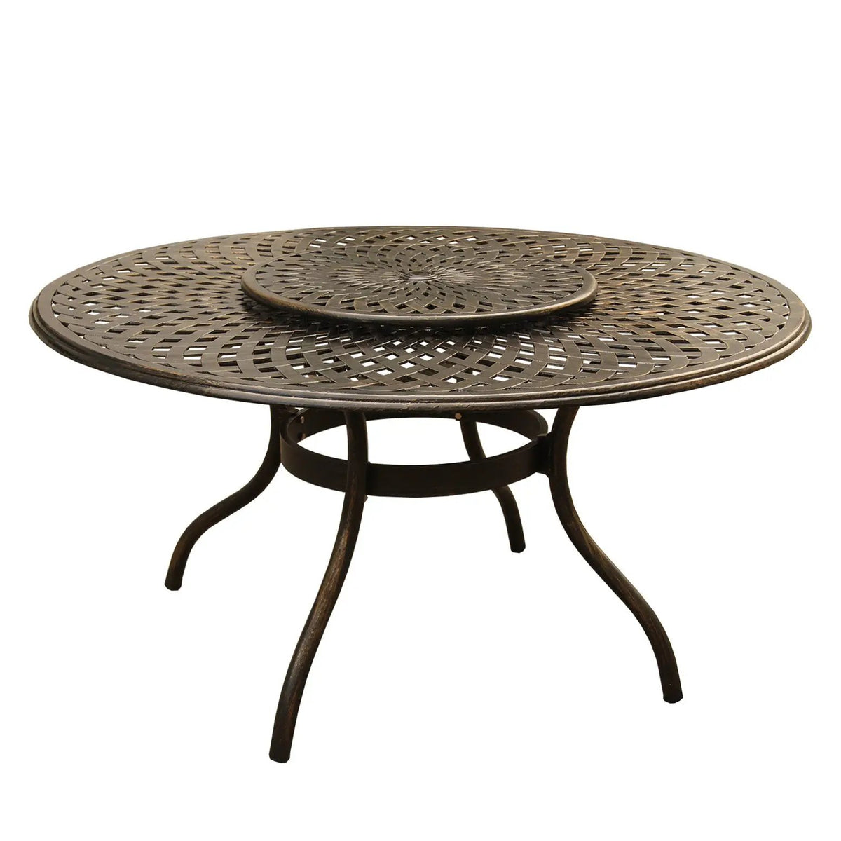 Outdoor Aluminum 7pc Round Patio Dining Set, Lazy Susan, Six Chairs by Sharicks