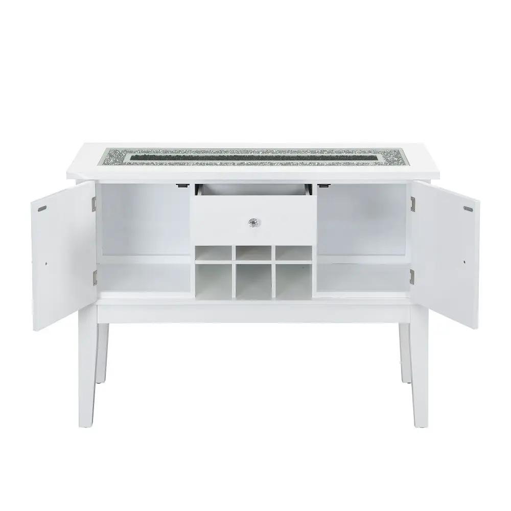 Elizaveta - Server - Faux Crystal Diamonds & White High Gloss by Unique Piece Furniture