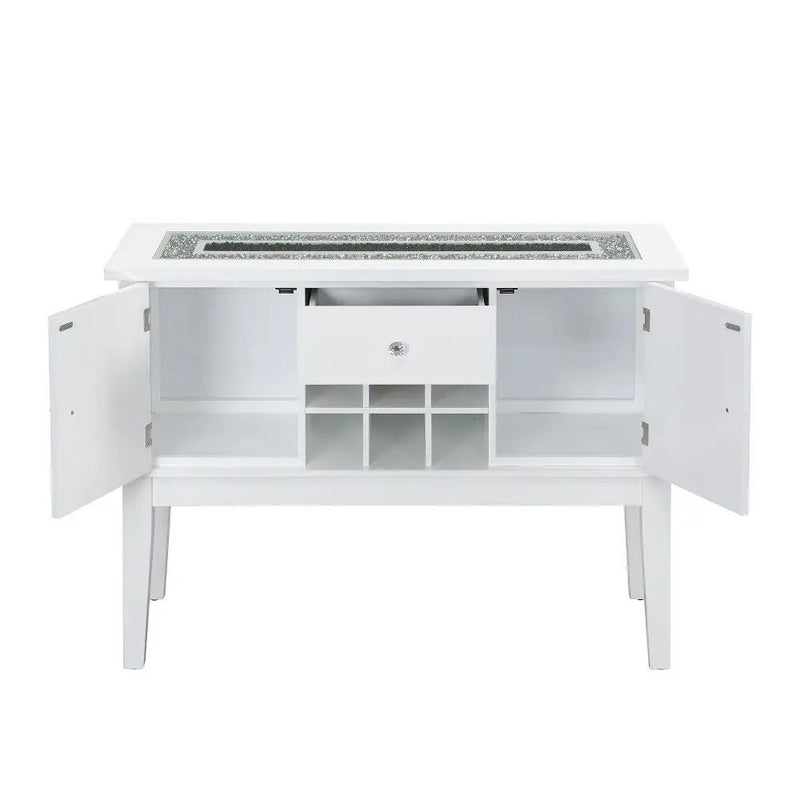 Elizaveta - Server - Faux Crystal Diamonds & White High Gloss by Unique Piece Furniture