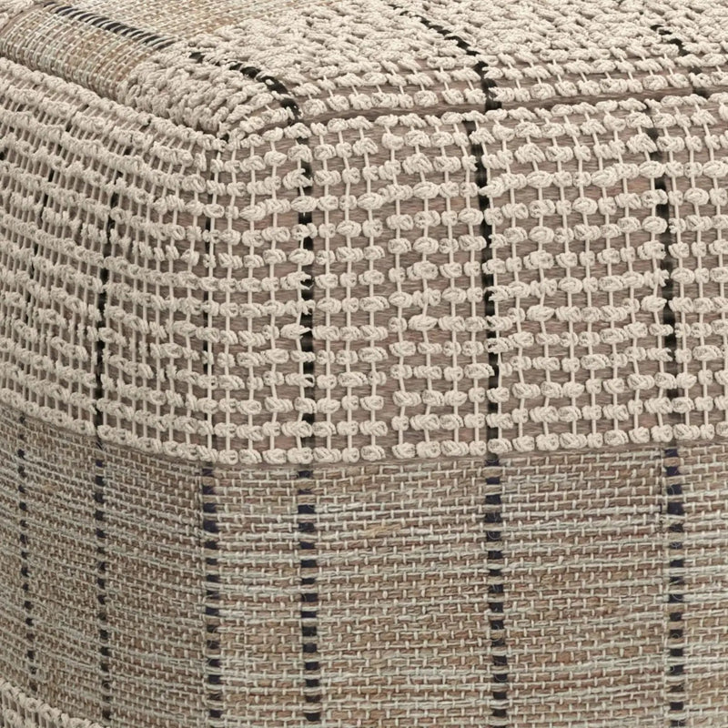 Elmer - Square Woven Pouf - Natural / Gray by Unique Piece Furniture