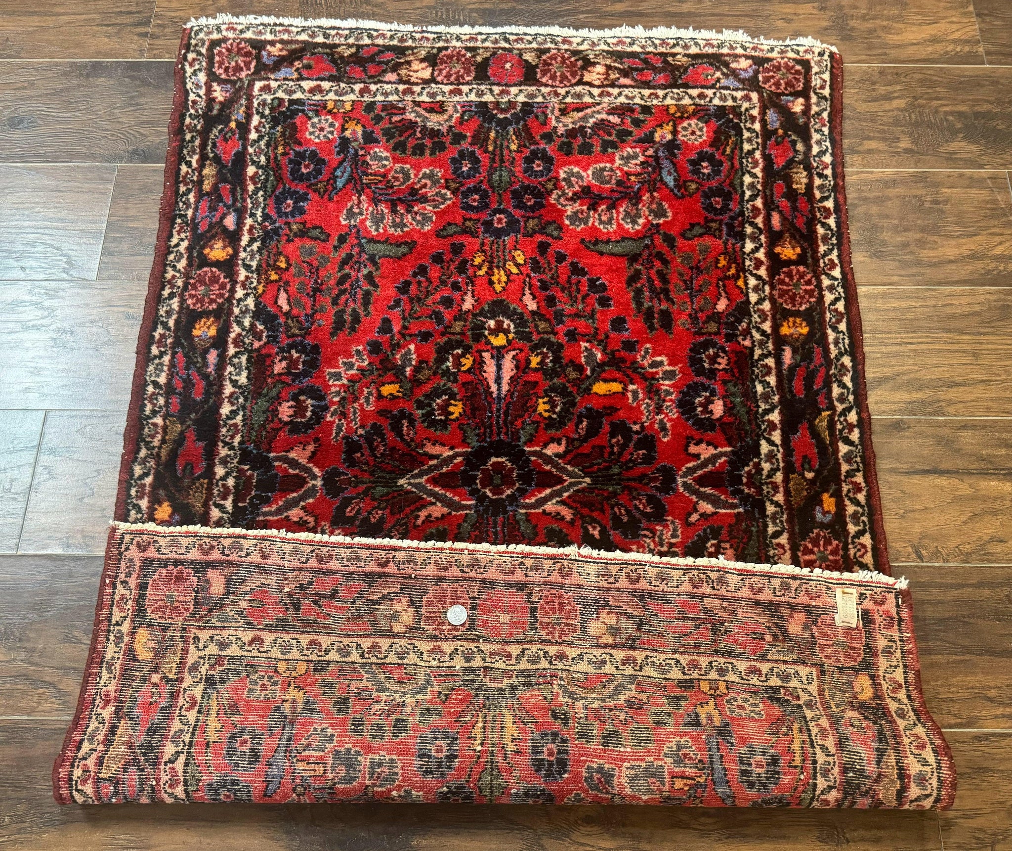 Persian Rug 3x5, Red Tribal Rug, Semi Antique, Wool Rug 3 x 5, Persian Hamadan Rug by Jewel Rugs