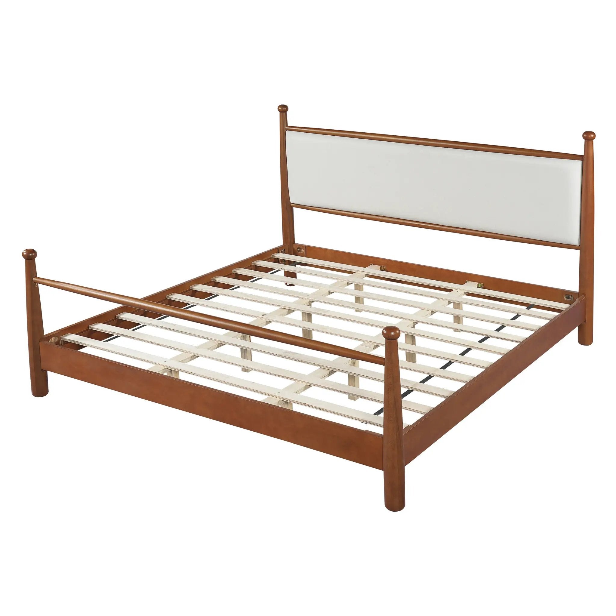 Solid Poplar & Plywood Bed Frame with Upholstered Headboard, King by HouseOfZazla