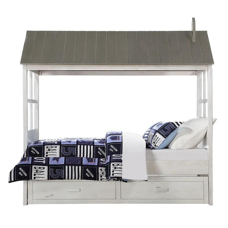 Tree House II - Twin Bed - Weathered White & Washed Gray by Unique Piece Furniture