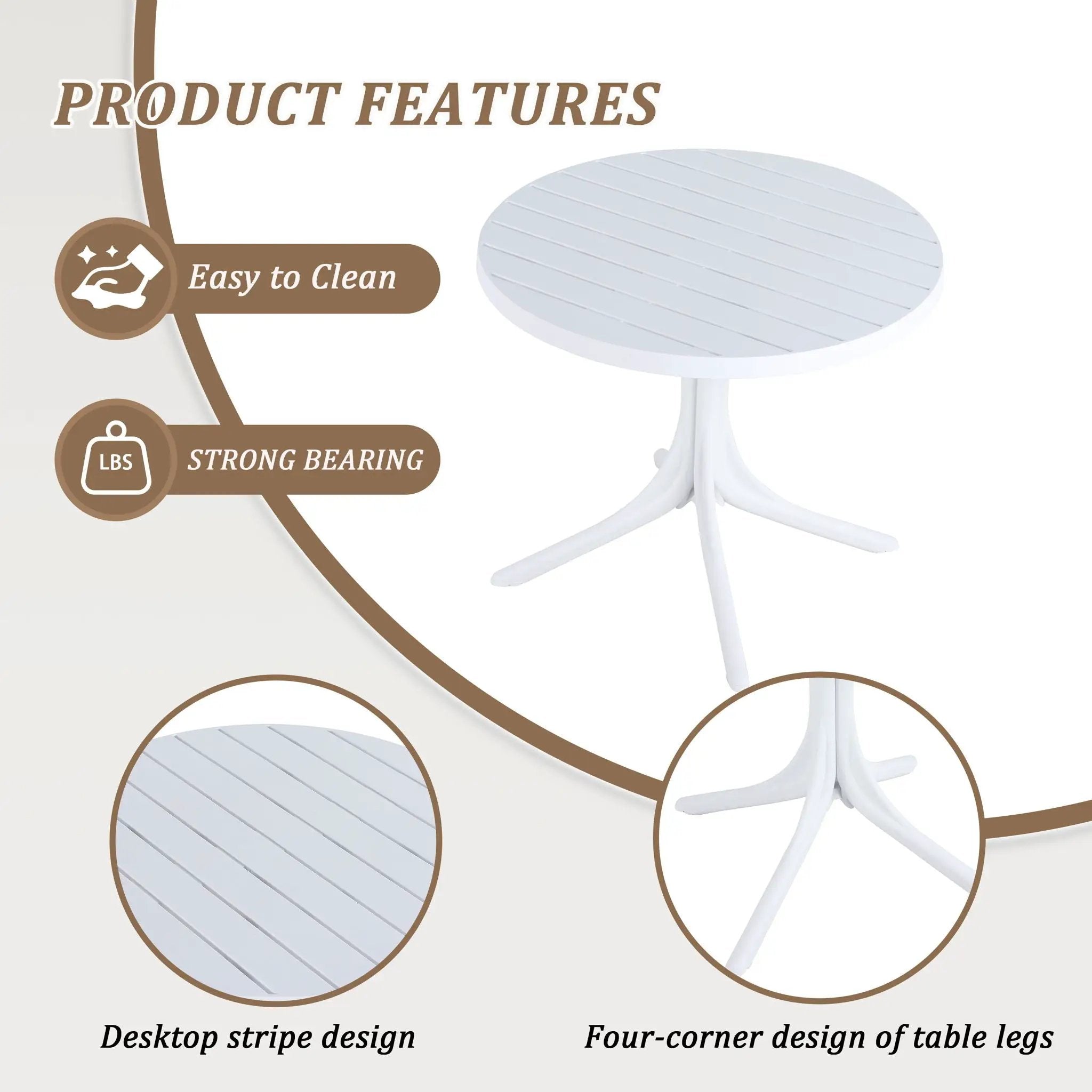 4 Piece Set Of Single Chairs, Traditional Elements With Round Table