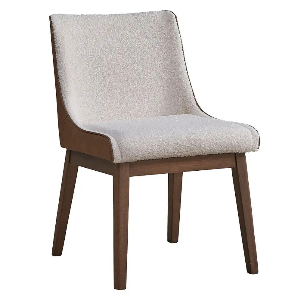Ginny - Side Chair (Set of 2) - White Boucle, Brown Velvet & Walnut by Unique Piece Furniture