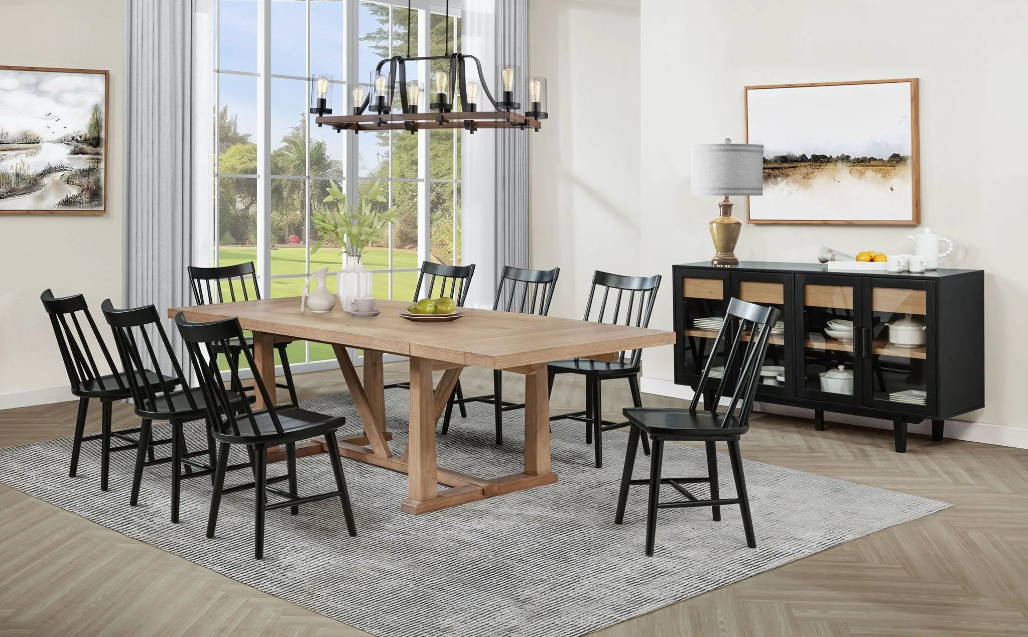 Middleton 10-piece Extension Leaf Dining Set Natural Brown and Black by Unique Piece Furniture