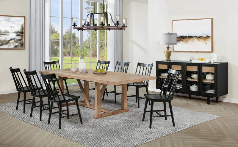 Middleton 10-piece Extension Leaf Dining Set Natural Brown and Black by Unique Piece Furniture