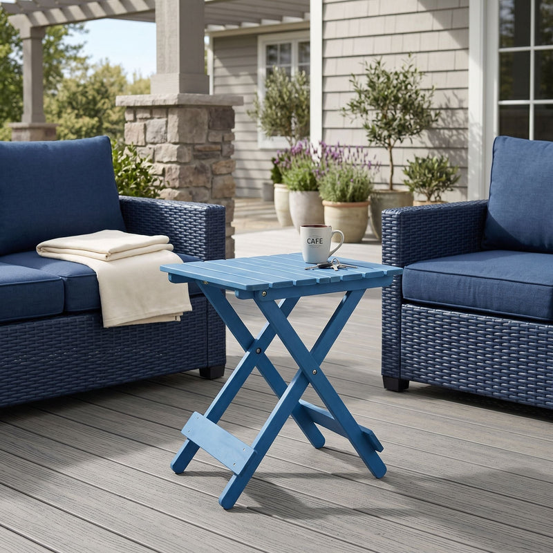Folding Square Table For Backyard - Blue by HouseOfZazla
