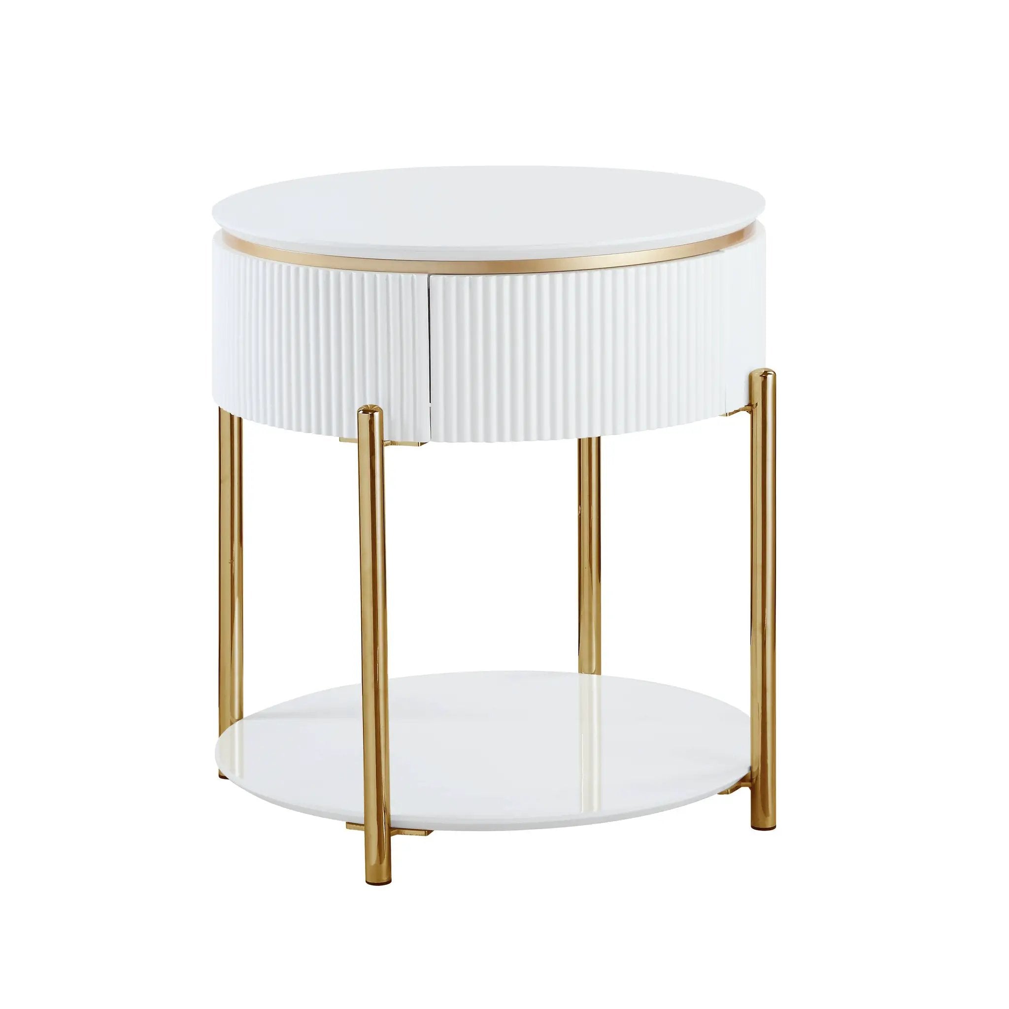 Daveigh - High Gloss End Table - Gold / White by Unique Piece Furniture