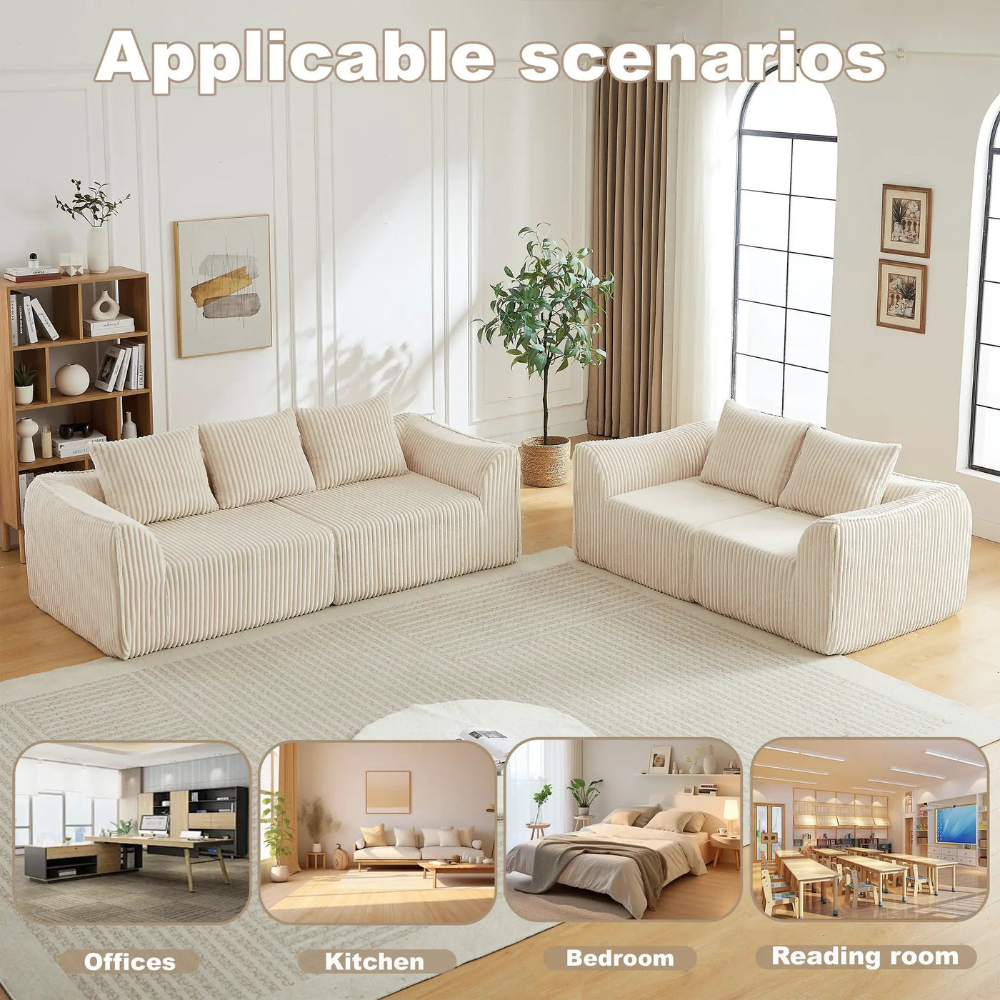 Minimalist 3+2 Seater Corduroy Sofa Set by HouseOfZazla