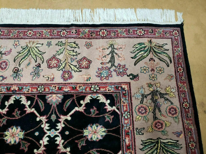 6' X 9' Handmade India Floral Oriental Wool Rug Carpet Hand Knotted Nice Black by Jewel Rugs