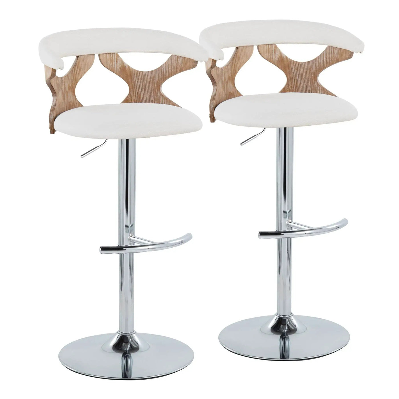 Gardenia - Contemporary Adjustable Barstool With Swivel / Rounded T Footrest (Set of 2) by HouseOfZazla
