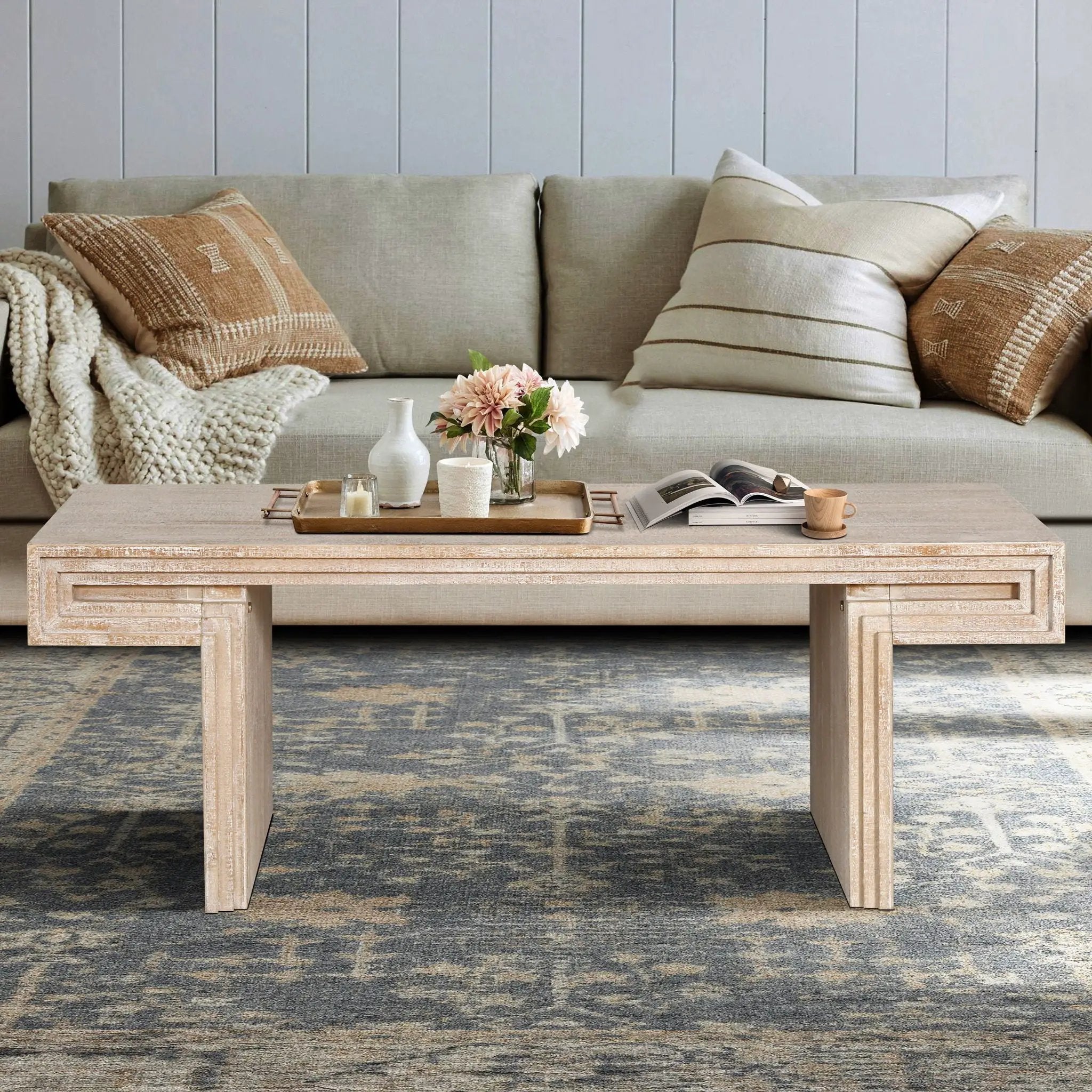 American Vintage Industrial Coffee Table, Double Tier Design