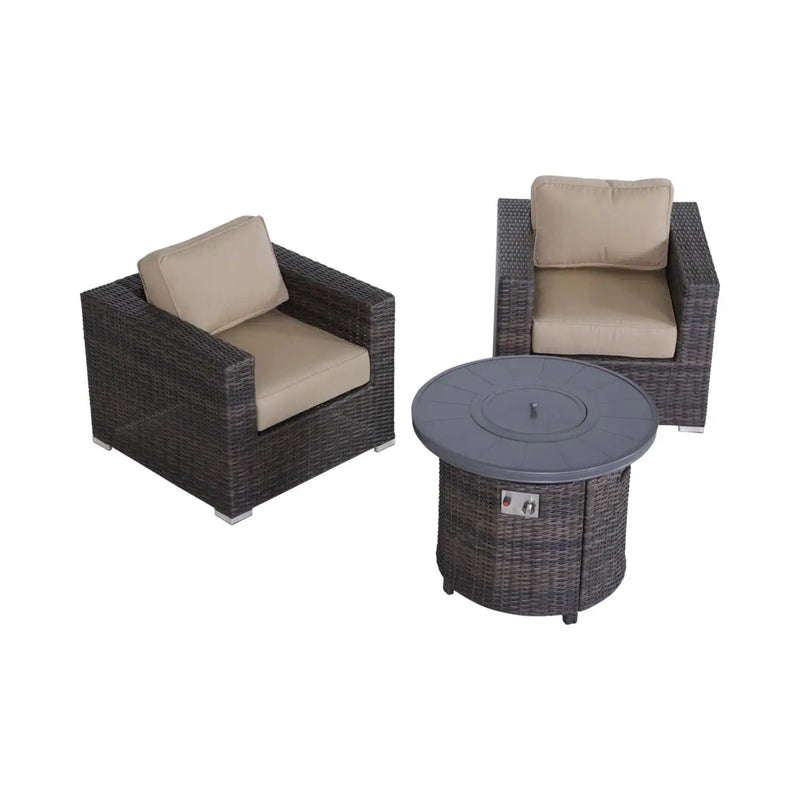 Rattan Patio Set With Comfortable Cushions And Fire Pit by Unique Piece Furniture