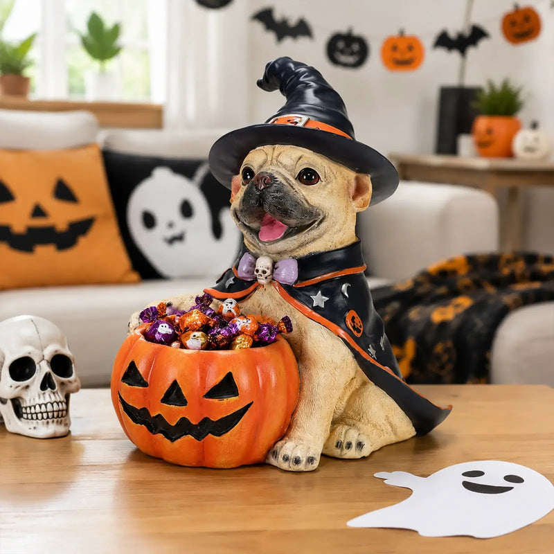 Halloween French Bulldog Witch Puppy Figurine by HouseOfZazla
