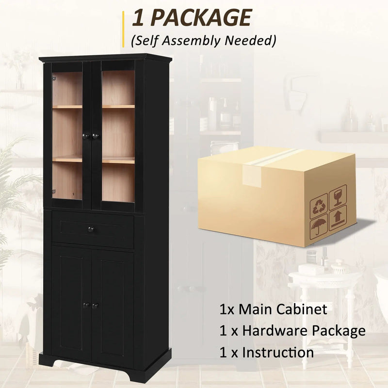 Bathroom Storage Cabinet, Adjustable Shelves & Drawer, Freestanding Tower