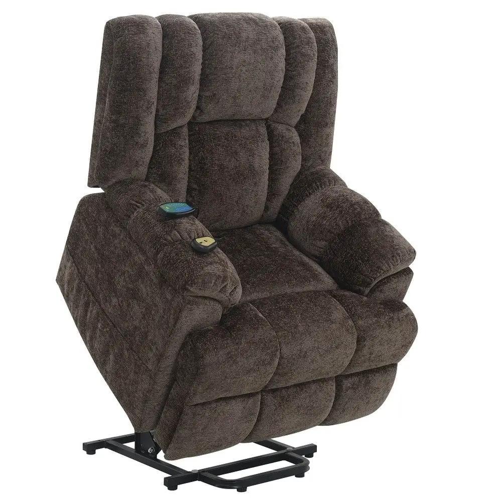 Pacay - Power Recliner With Lift, Heating & Massage - Brown Chenille by Unique Piece Furniture