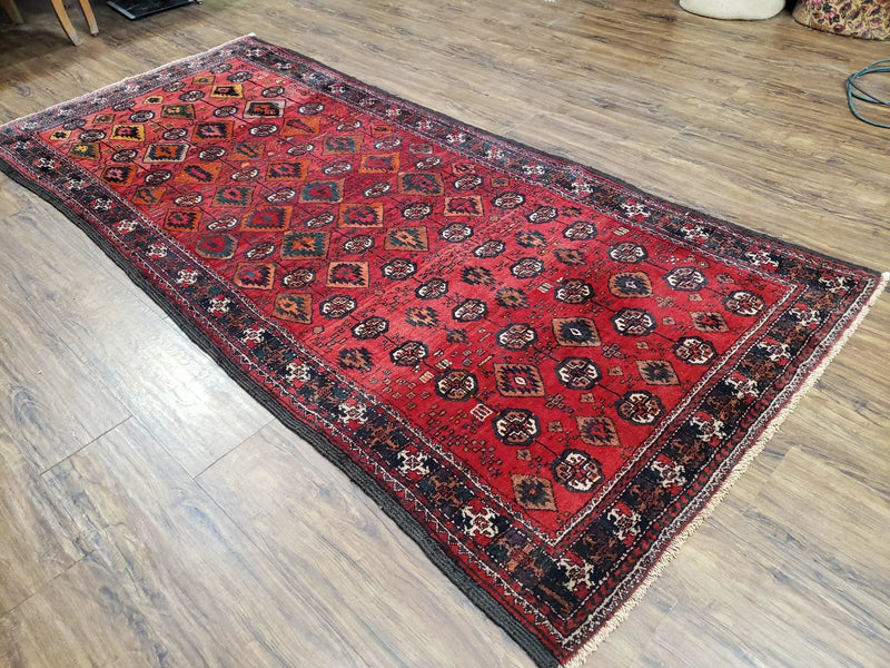 4 x 8 Handmade Baluch Afghan Turkoman Tribal Wool Rug Organic Dyes 8x4 Carpet by Jewel Rugs