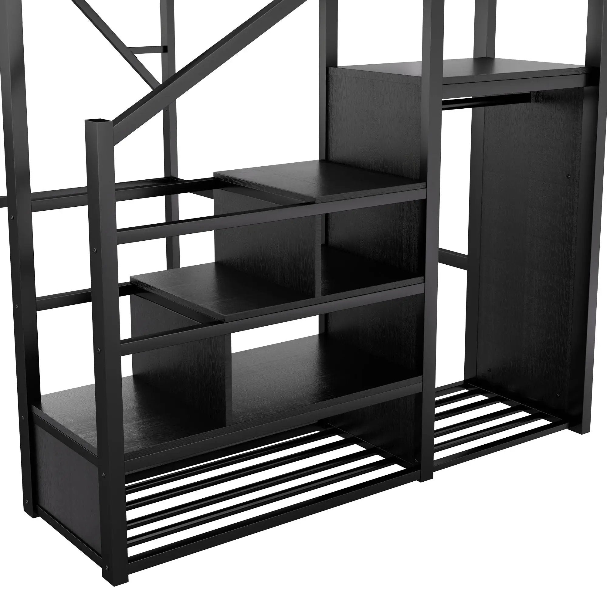 Loft Bed With Storage Shelves, Wardrobe by HouseOfZazla