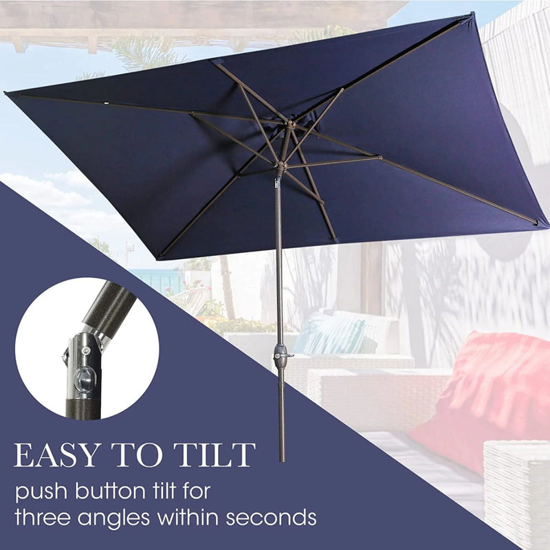Rectangular Patio Umbrella With Crank Tilt, Polyester UV-Resistant Canopy by HouseOfZazla