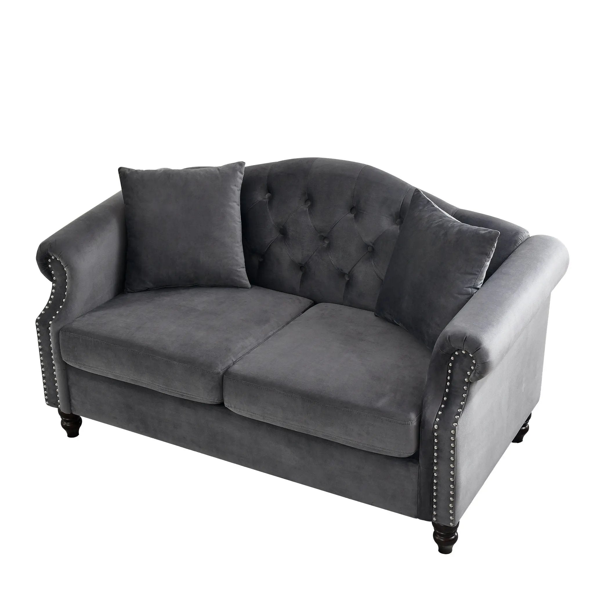 2 Seater Chesterfield Sofa With Rolled Arms And Nailhead Trim For Living Room by HouseOfZazla
