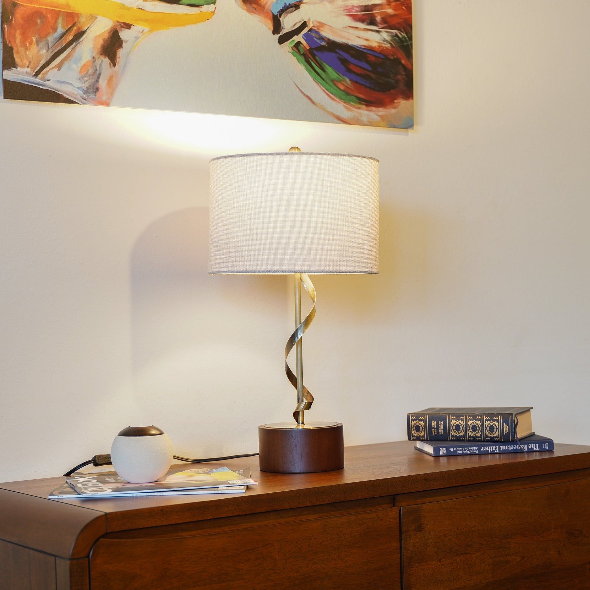Nightstand Desk Lamp With Twisted Base - White by HouseOfZazla