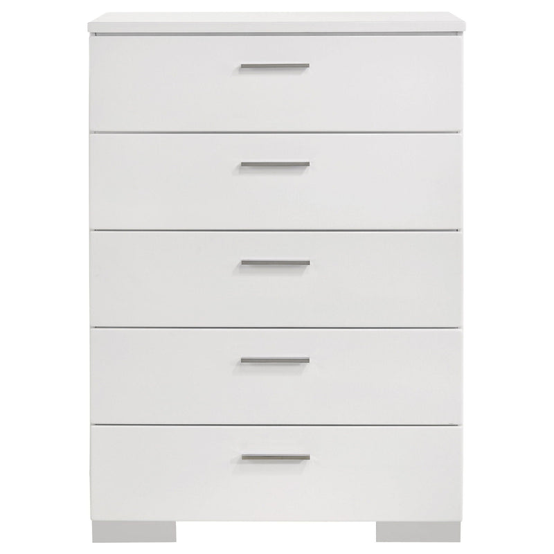 August - 6 Piece Queen Panel Bedroom Set With LED Lighting - White