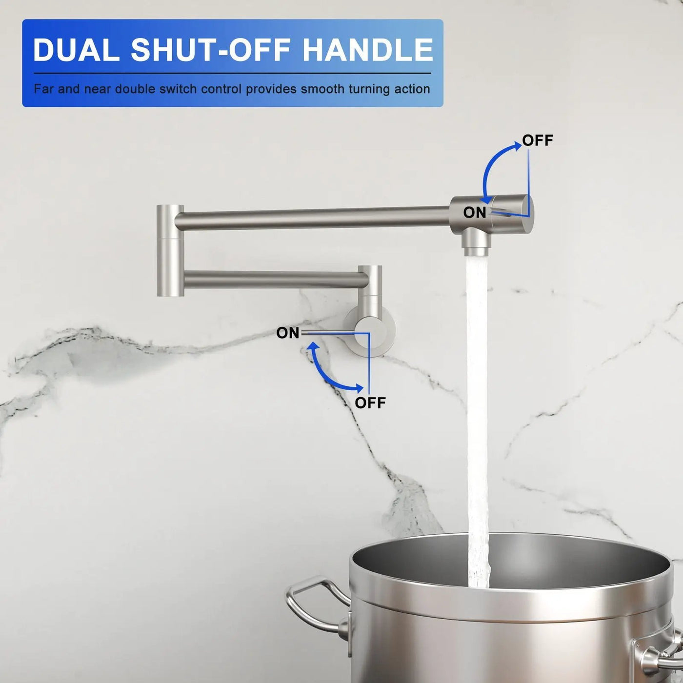 Modern Design Pot Filler Faucet Wall Mount Kitchen Sink, Folding Stretchable by HouseOfZazla