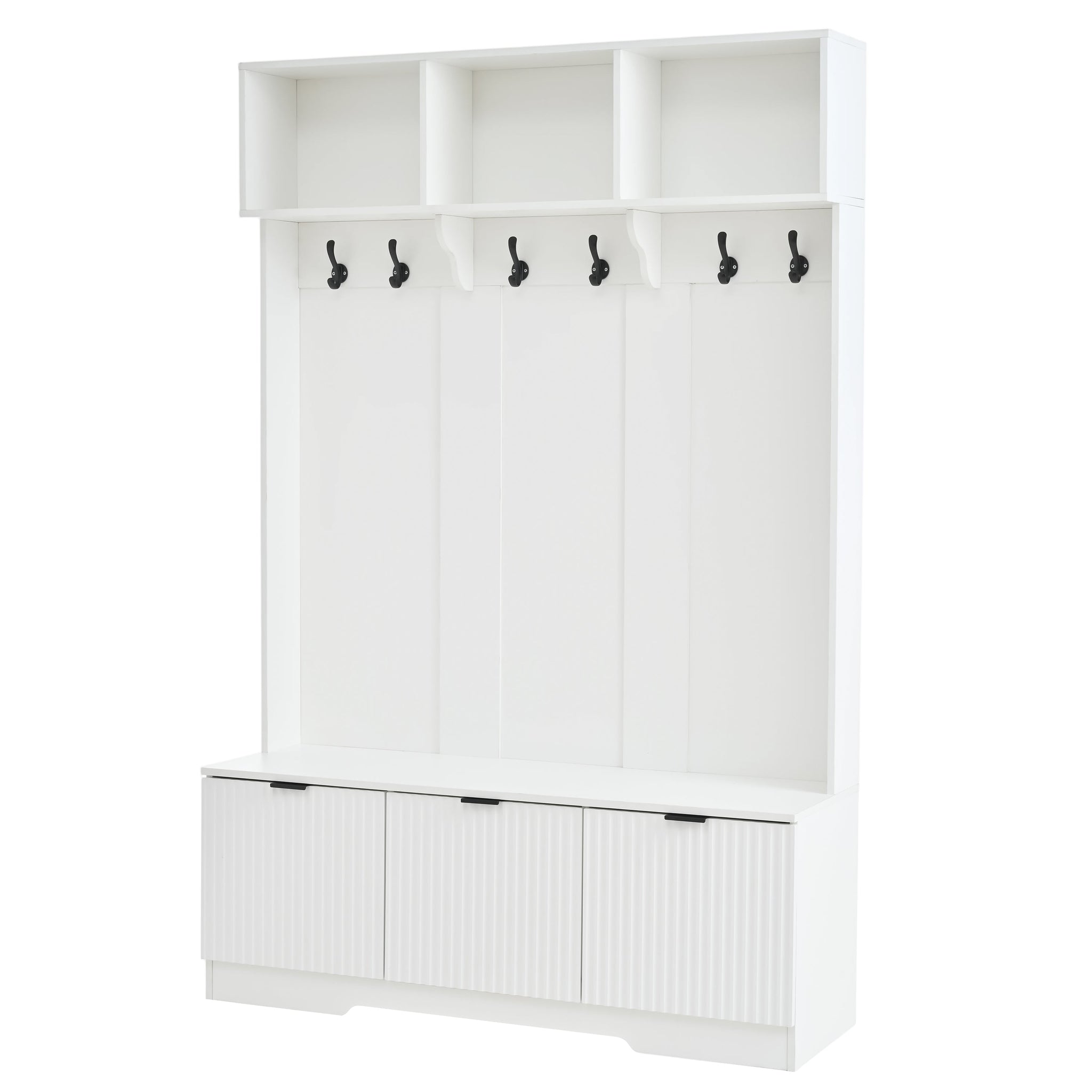 49.6" 5-in-1 Hall Tree with Bench, Shoe Storage & Cabinets by HouseOfZazla