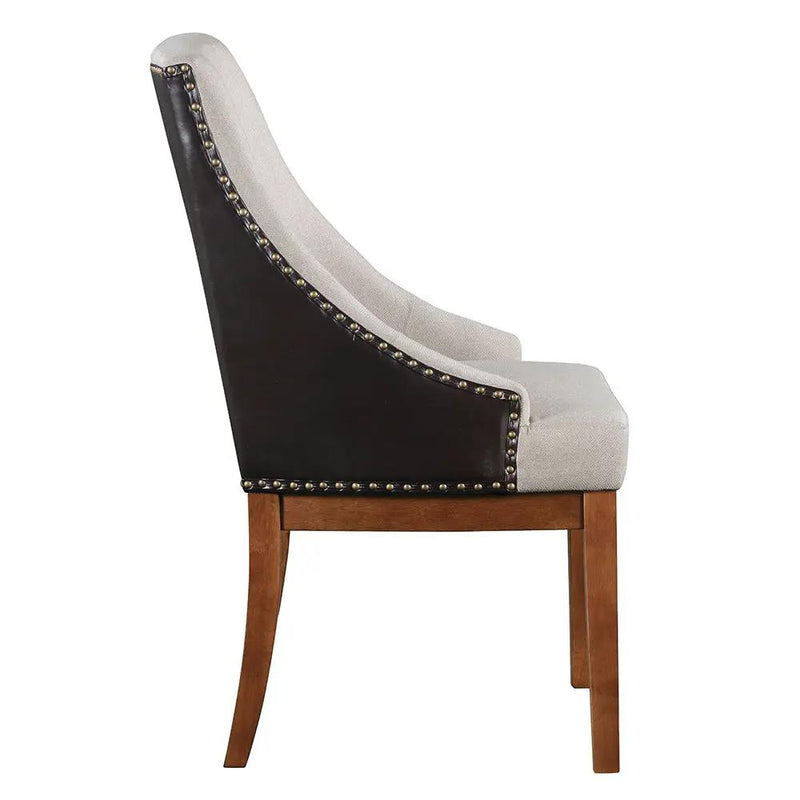 Gilsea - Fabric & Synthetic Leather Side Chair (Set of 2) - Beige & Brown Finish by Unique Piece Furniture