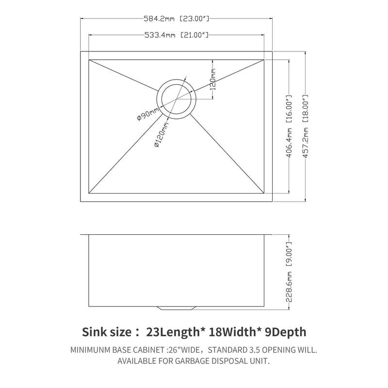 Modern Undermount Stainless Steel Kitchen Sink 16 Gauge, Deep Single Bowl by HouseOfZazla
