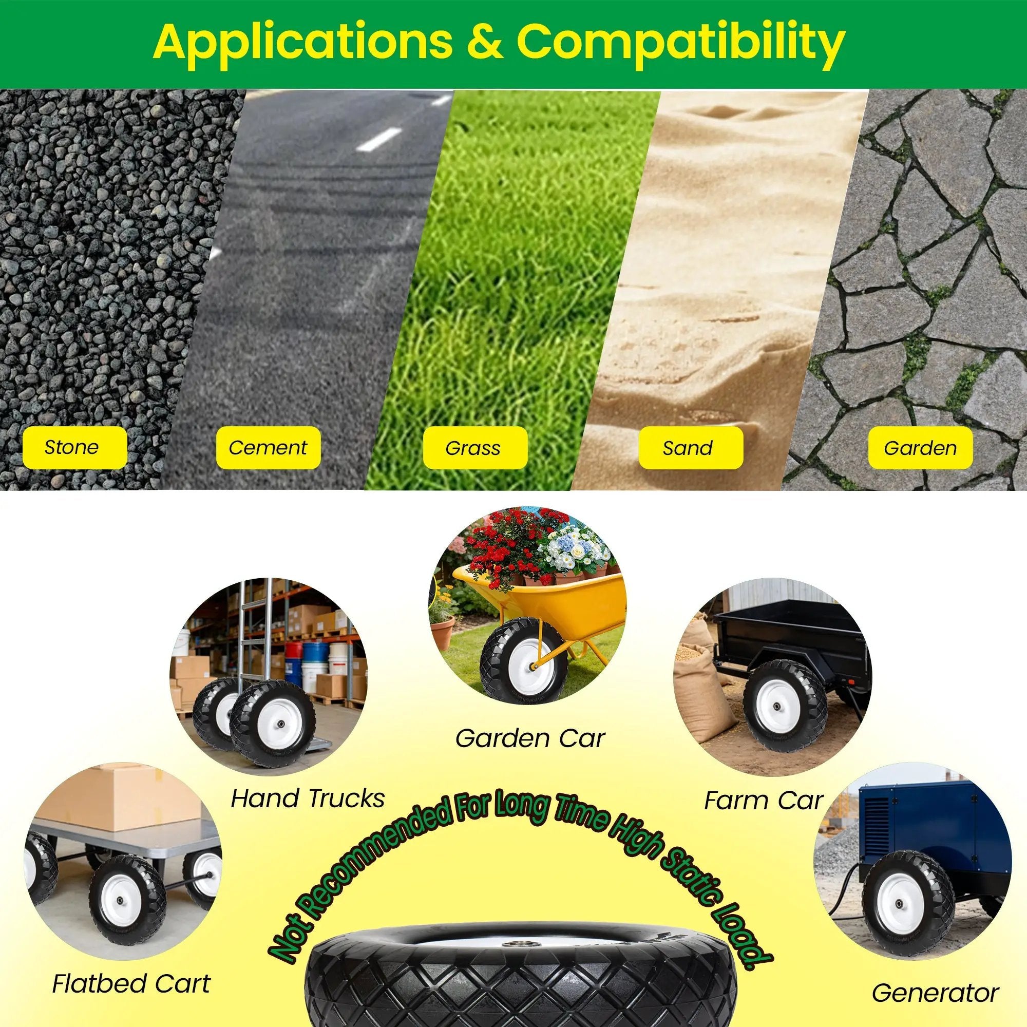 4.80/4.00-8 Flat-Free Solid Wheelbarrow Tire and Wheel, 16" by HouseOfZazla