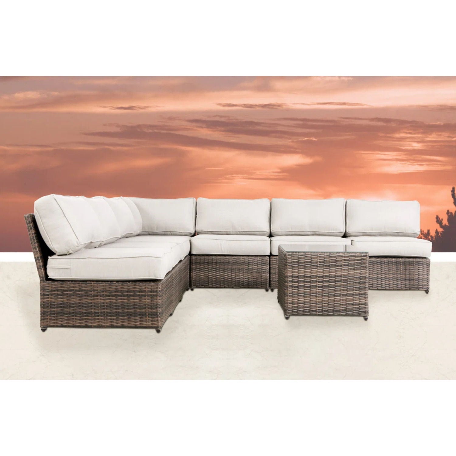 Comfortable Modern Patio Rattan Sectional Set With Cushions by HouseOfZazla