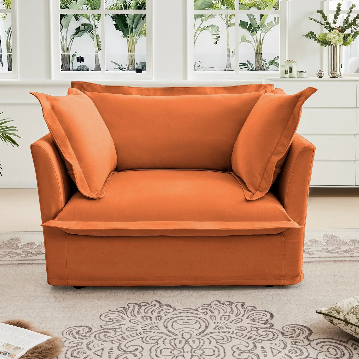 Slip-Covered Armchair with Cushions by HouseOfZazla