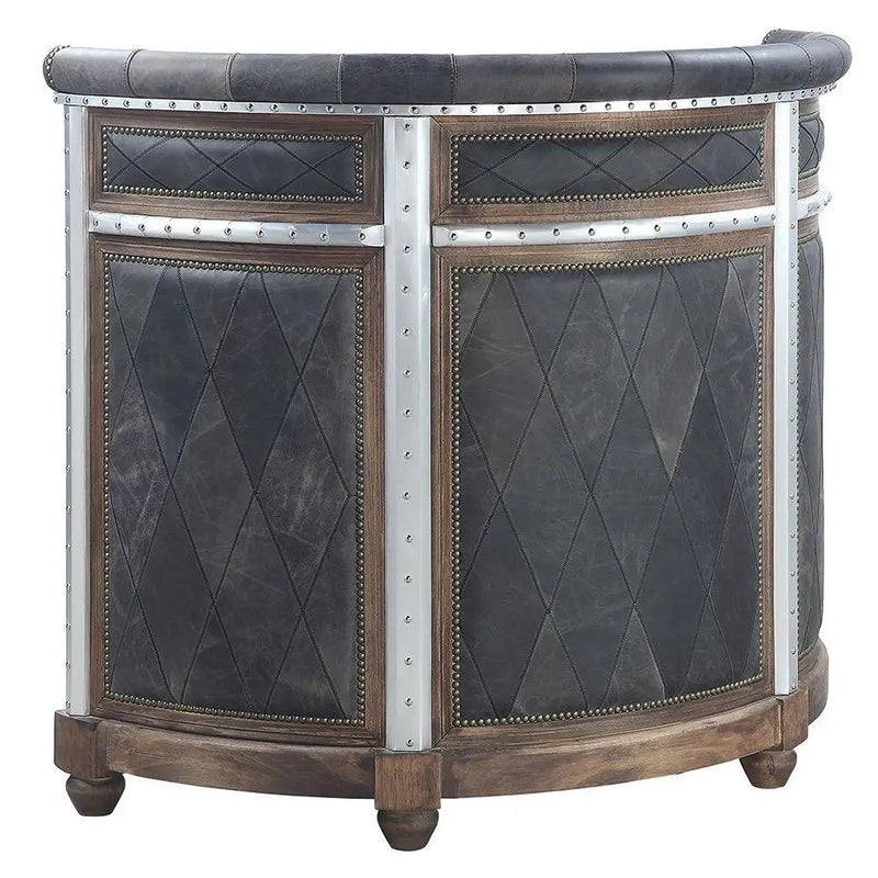 Rahma - Bar Table - Antique Ebony Top Grain Leather & Aluminum by Unique Piece Furniture