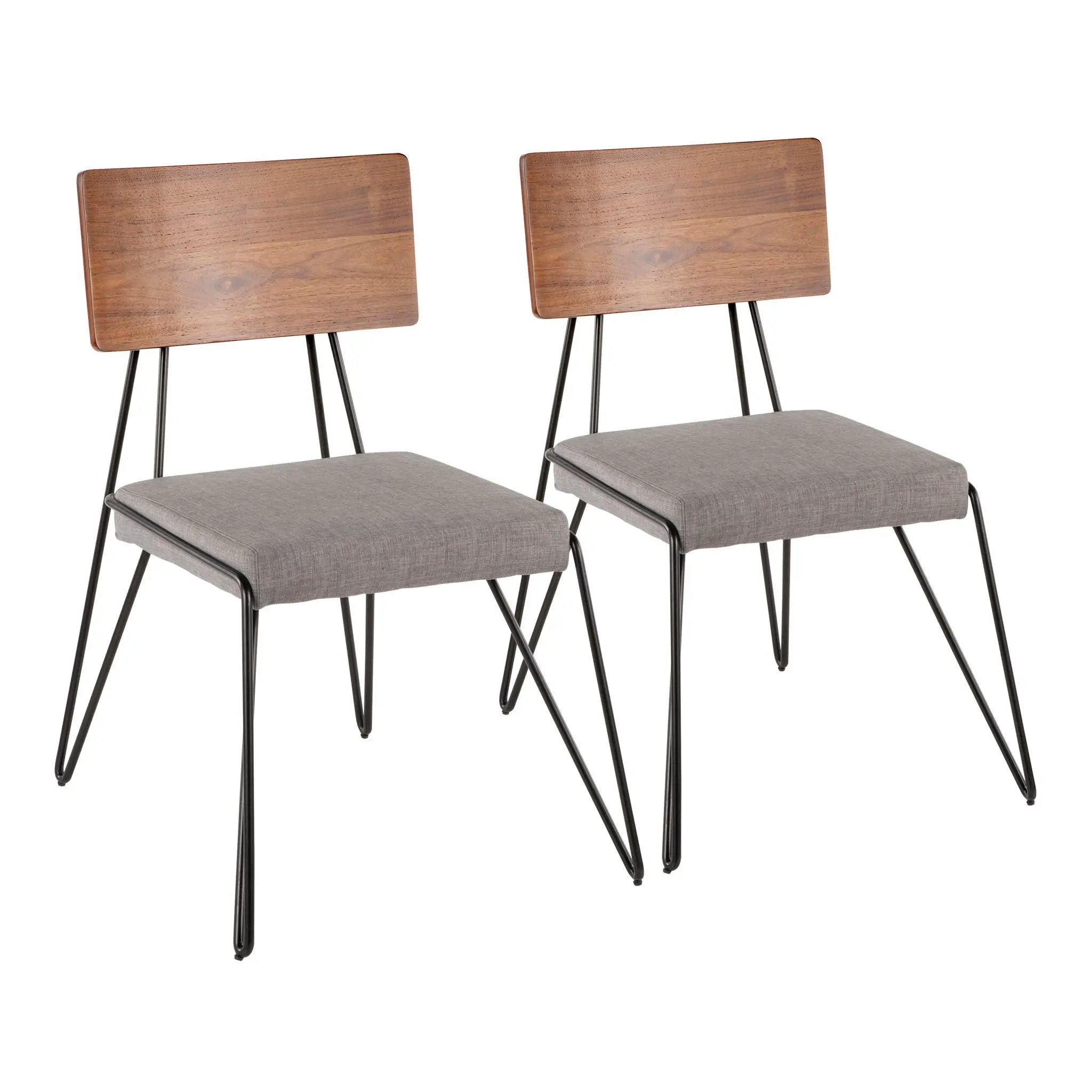 Loft - Mid-Century Modern Chair (Set of 2) - Black / Gray / Walnut by HouseOfZazla