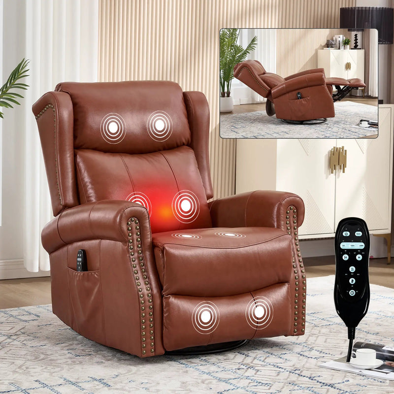 Heat Massage Manual Recliner Chair with Rocker and Swivel by HouseOfZazla
