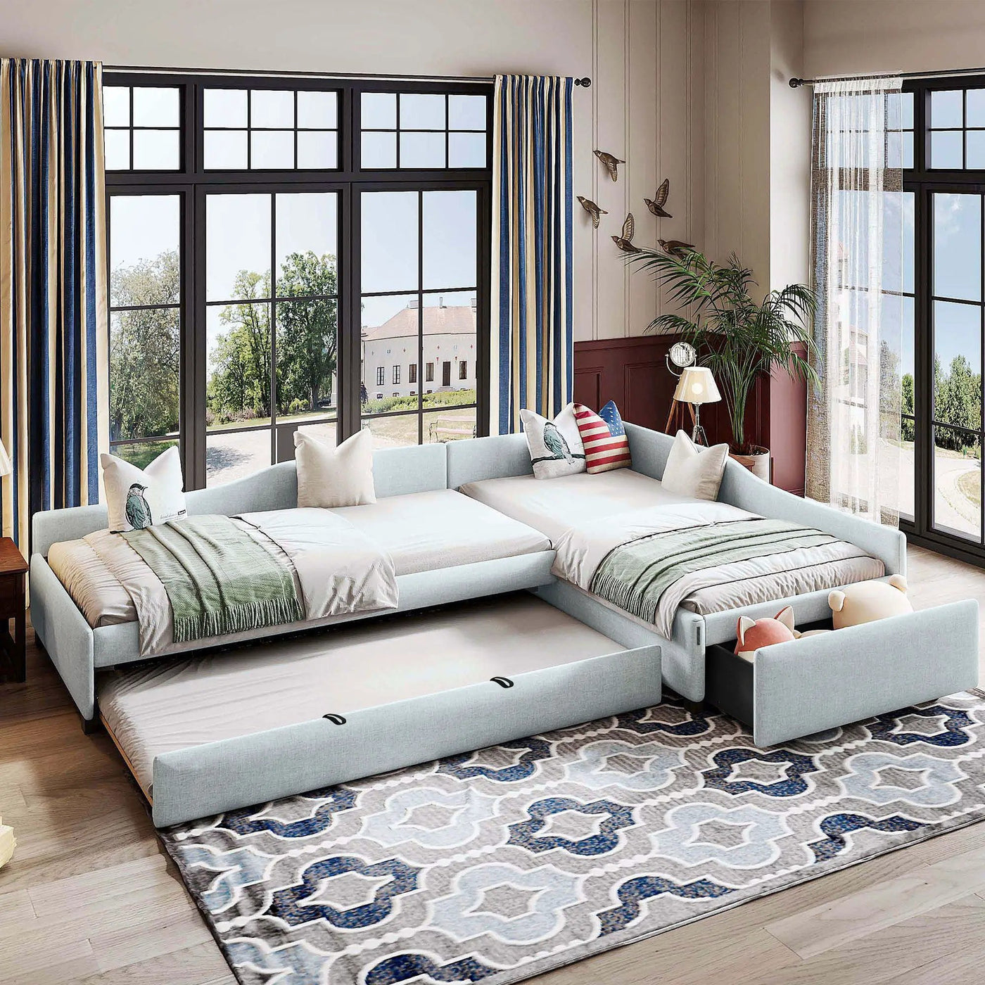 Upholstered Double Daybed With Trundle And Drawer by Unique Piece Furniture