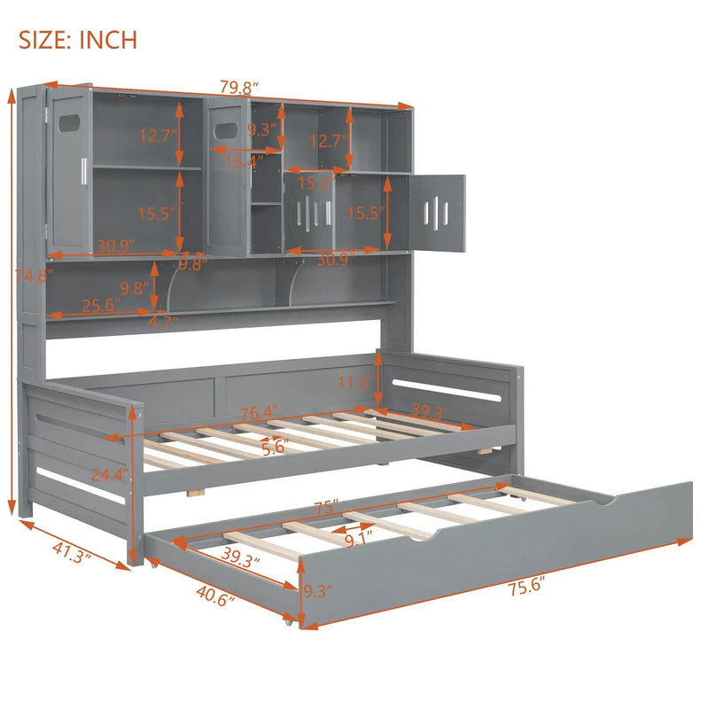 Daybed With All-In-One Cabinet And Shelf by HouseOfZazla