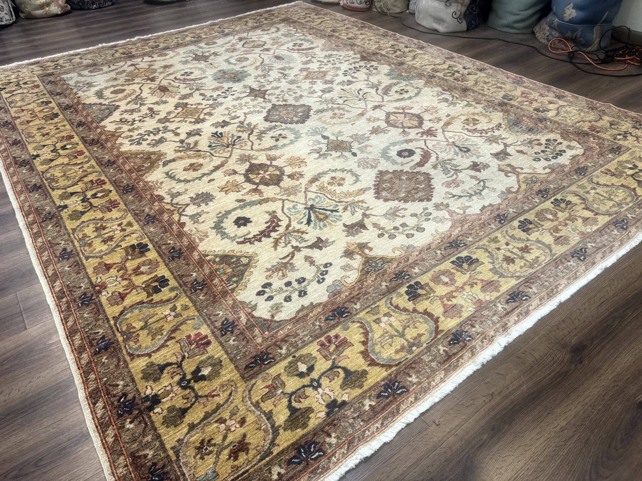 Egyptian Rug 9x12, Mahal Sultanabad Carpet, Handmade Wool Rug, Oatmeal Color by Jewel Rugs