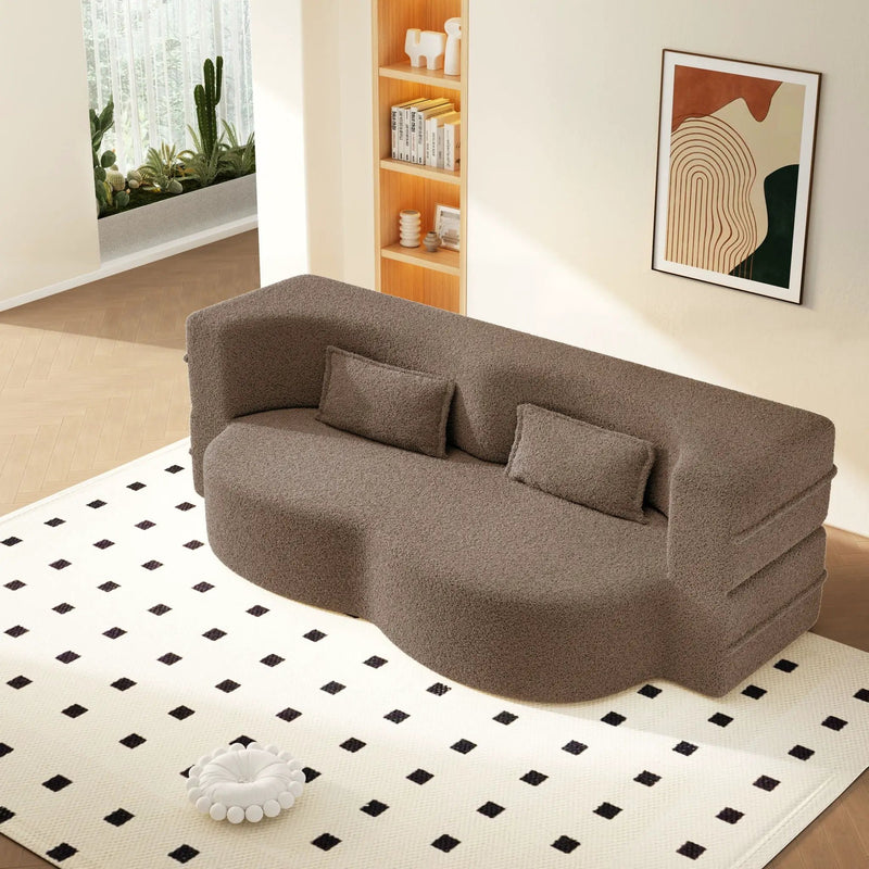 Modern Floor Sleeper Sofa Bed With 2 Pillows, Convertible Twin Size Folding Mattress For Living Room by HouseOfZazla