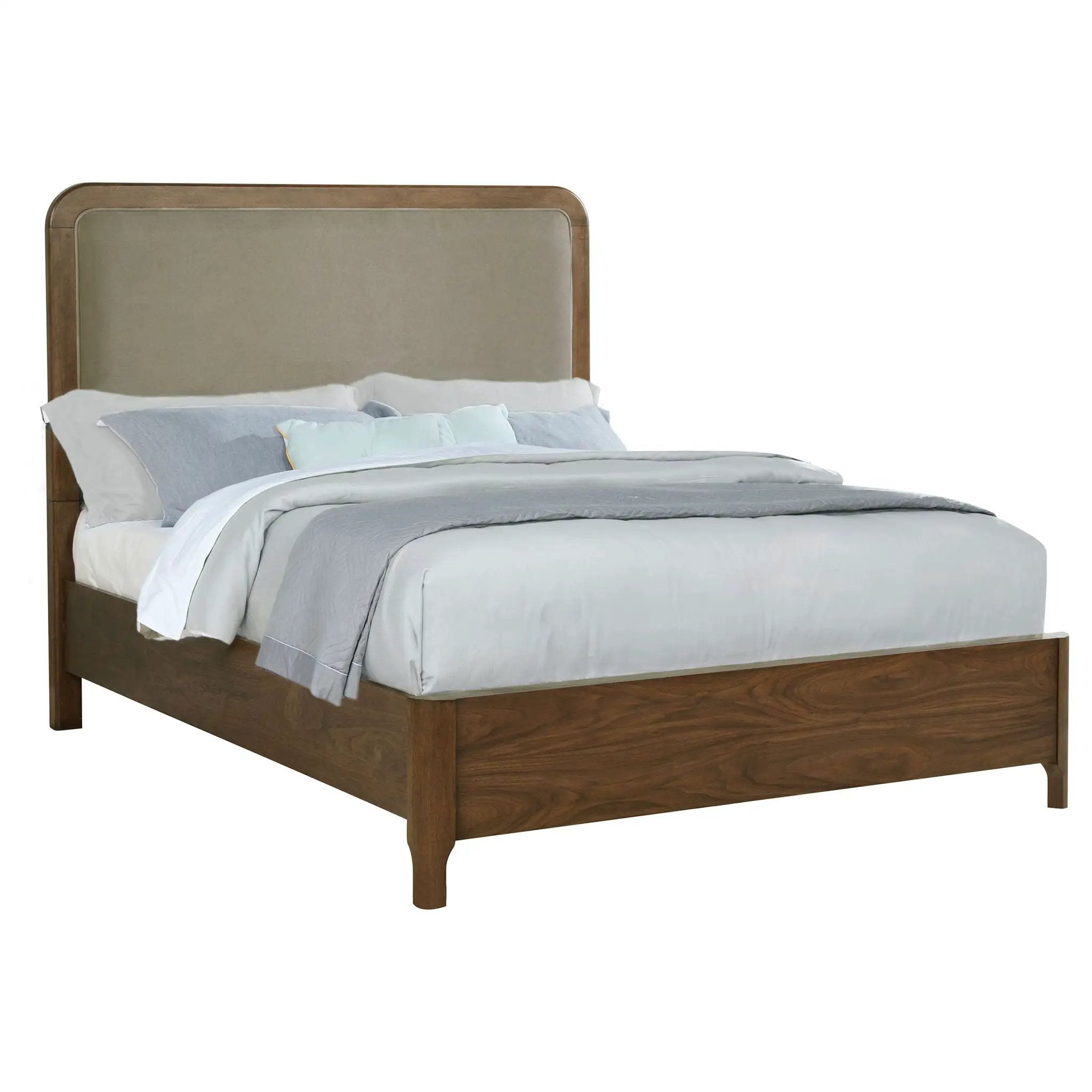 Verona - Queen Upholstered Panel Bed - Walnut by HouseOfZazla