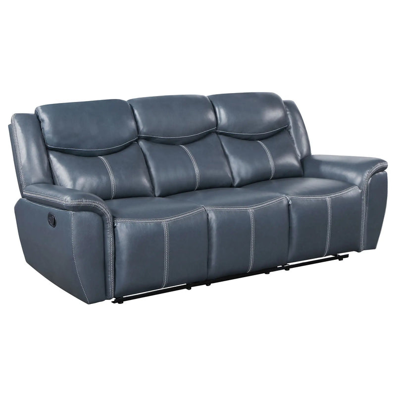 Sloane 2-piece Upholstered Reclining Sofa Set Blue by Unique Piece Furniture