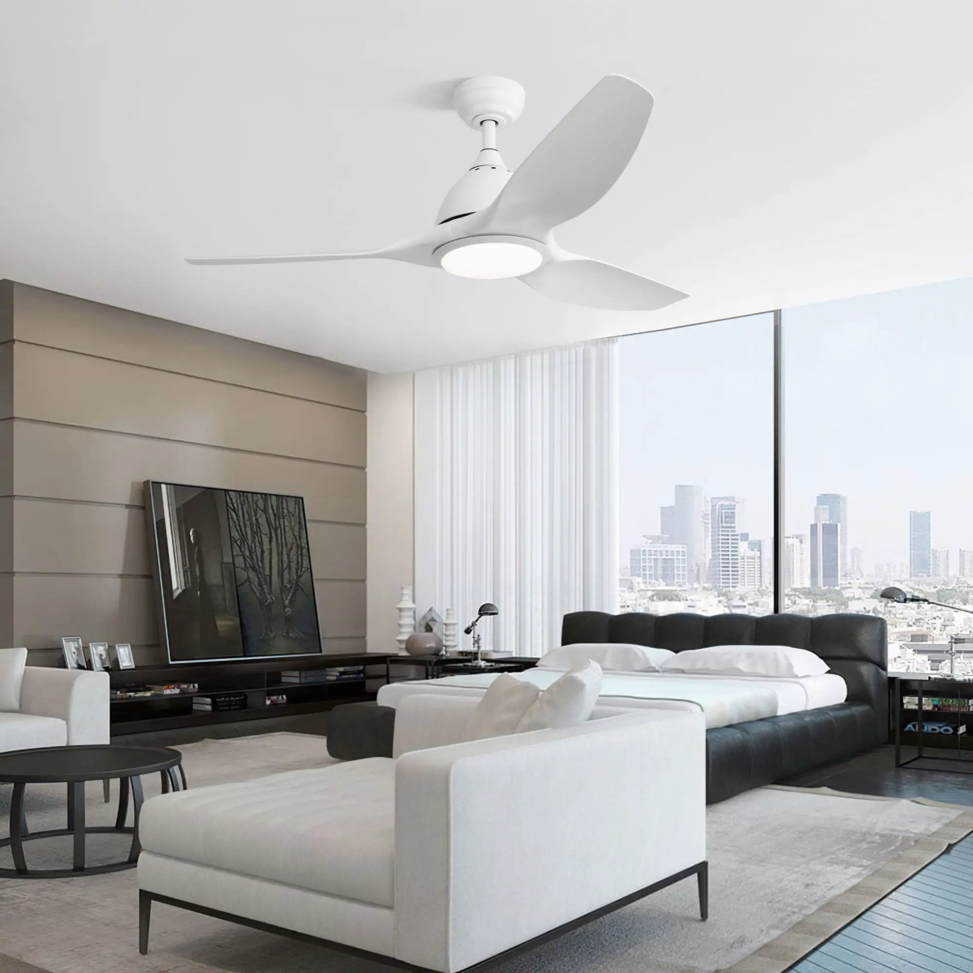 Bredoom Ceiling Fan With Remote Control And LED Light, Blades, Reversible DC Motor For Indoor / Outdoor Use by Unique Piece Furniture