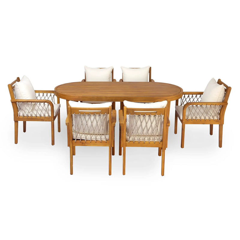 7-Piece Outdoor Acacia Wood Dining Set by HouseOfZazla