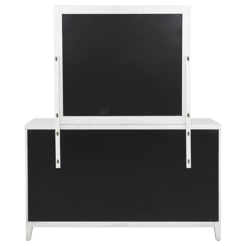 Marielle 6-drawer Dresser with Mirror Distressed White by Unique Piece Furniture